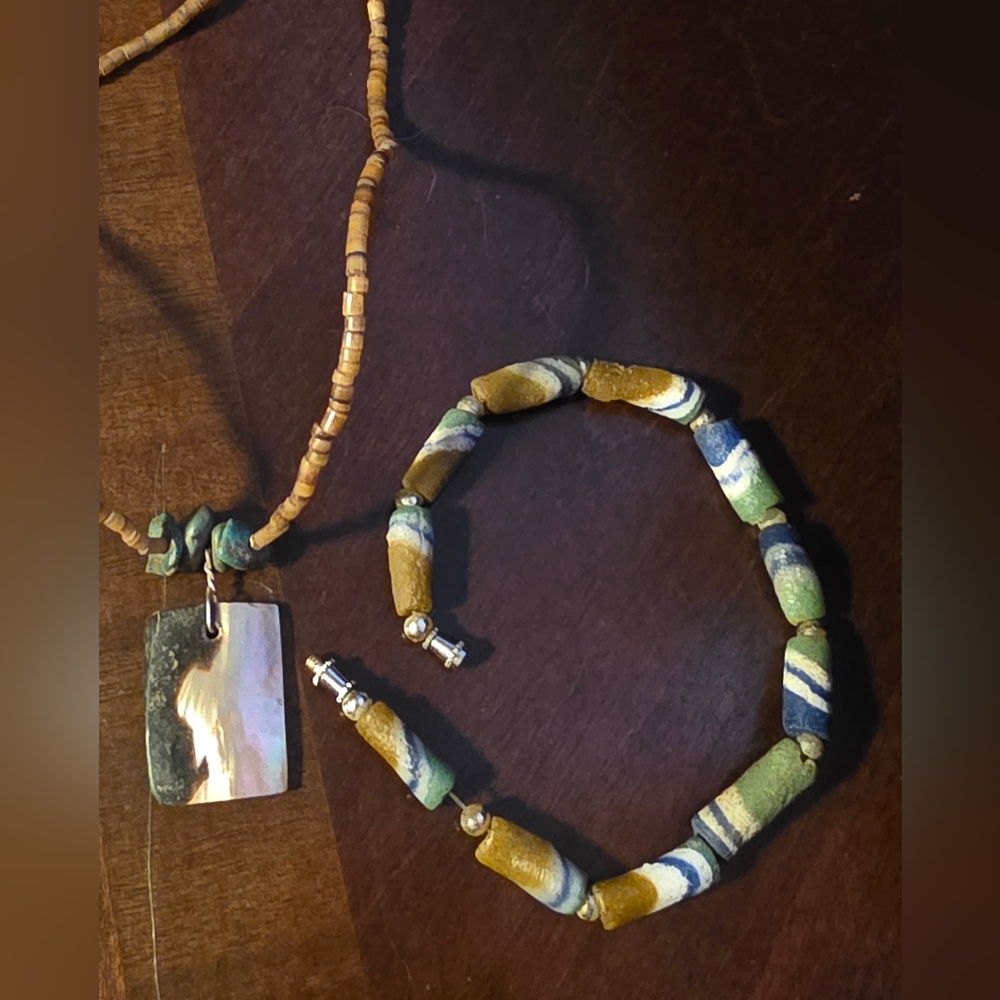 Sterling Silver Beaded Necklace With Stunning African Bead Bracelet - Picture 12 of 13